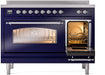 ILVE Nostalgie II 48" Electric Range, Blue, Chrome Trim UPI486NMPMBC ILVE