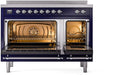 ILVE Nostalgie II 48" Electric Range, Blue, Chrome Trim UPI486NMPMBC ILVE