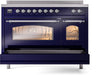 ILVE Nostalgie II 48" Electric Range, Blue, Chrome Trim UPI486NMPMBC ILVE