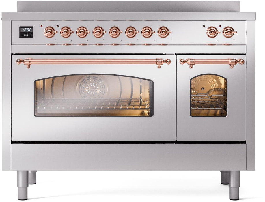 ILVE Nostalgie II 48" Electric Range, Stainless Steel, Copper Trim UPI486NMPSSP ILVE