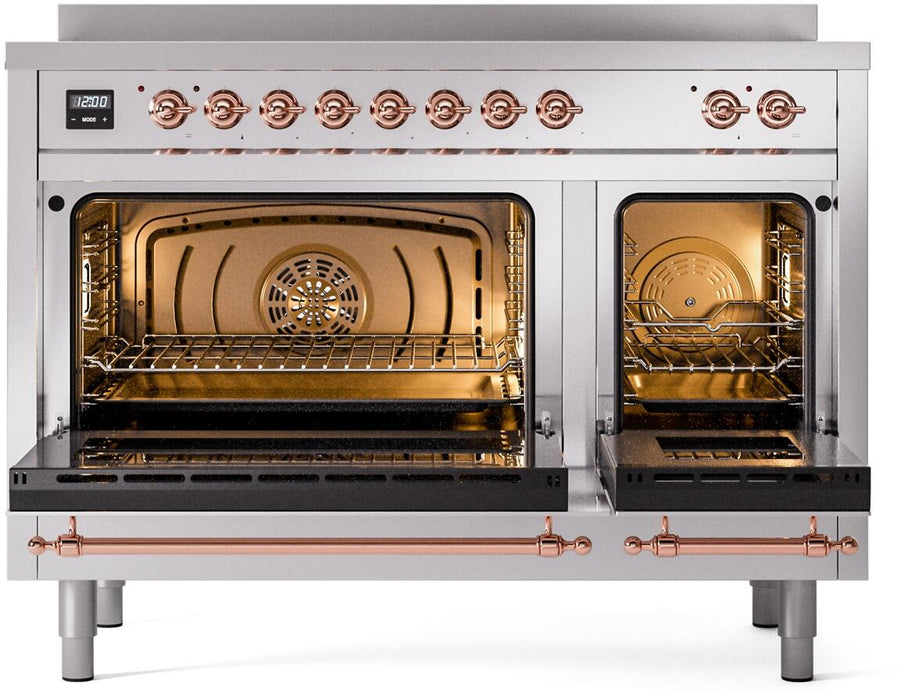 ILVE Nostalgie II 48" Electric Range, Stainless Steel, Copper Trim UPI486NMPSSP ILVE