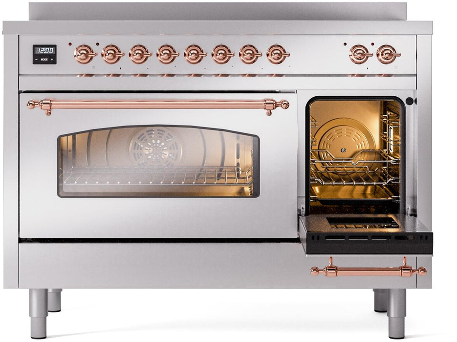 ILVE Nostalgie II 48" Electric Range, Stainless Steel, Copper Trim UPI486NMPSSP ILVE