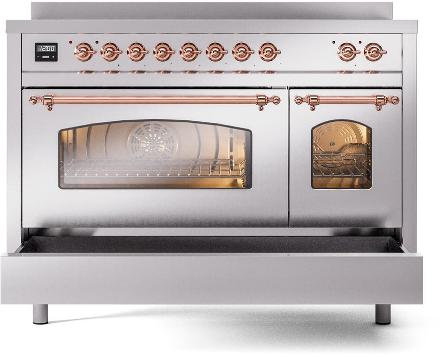 ILVE Nostalgie II 48" Electric Range, Stainless Steel, Copper Trim UPI486NMPSSP ILVE