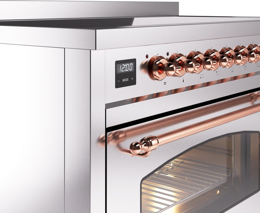 ILVE Nostalgie II 48" Electric Range, Stainless Steel, Copper Trim UPI486NMPSSP ILVE