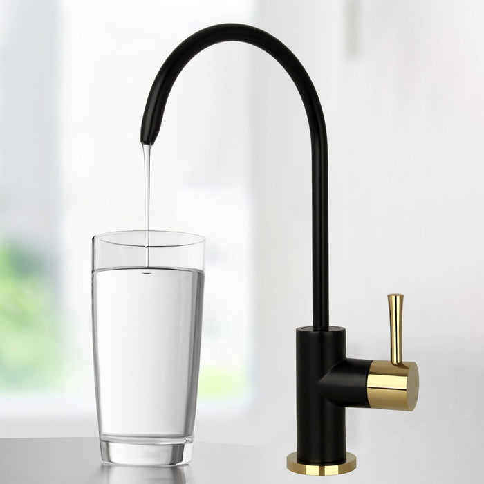 One-Handle Matte Black & Gold Drinking Water Filter Faucet Water Purifier Faucet - AK97703BLZG
