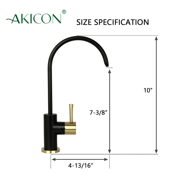 One-Handle Matte Black & Gold Drinking Water Filter Faucet Water Purifier Faucet - AK97703BLZG