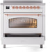 ILVE Nostalgie II 36" Electric Range, White, Copper Trim UPI366NMPWHP ILVE