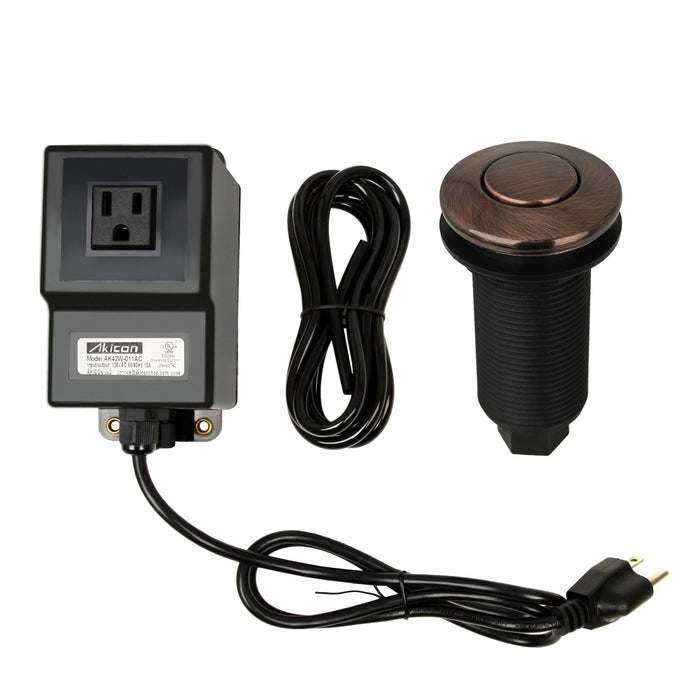 Single Outlet Copper Garbage Disposal Kitchen Air Switch Kit — AK79001A-C