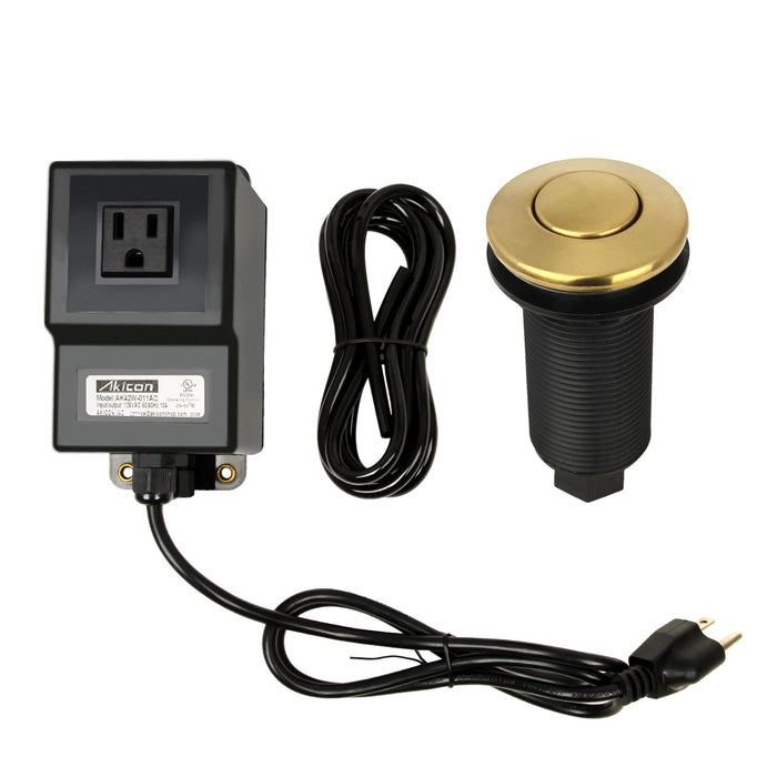 Single Outlet Copper Garbage Disposal Kitchen Air Switch Kit — AK79001A-C