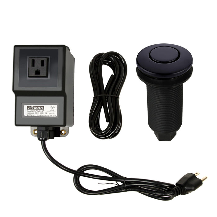 Single Outlet Matte Black Garbage Disposal Kitchen Air Switch Kit - AK79001A-MB