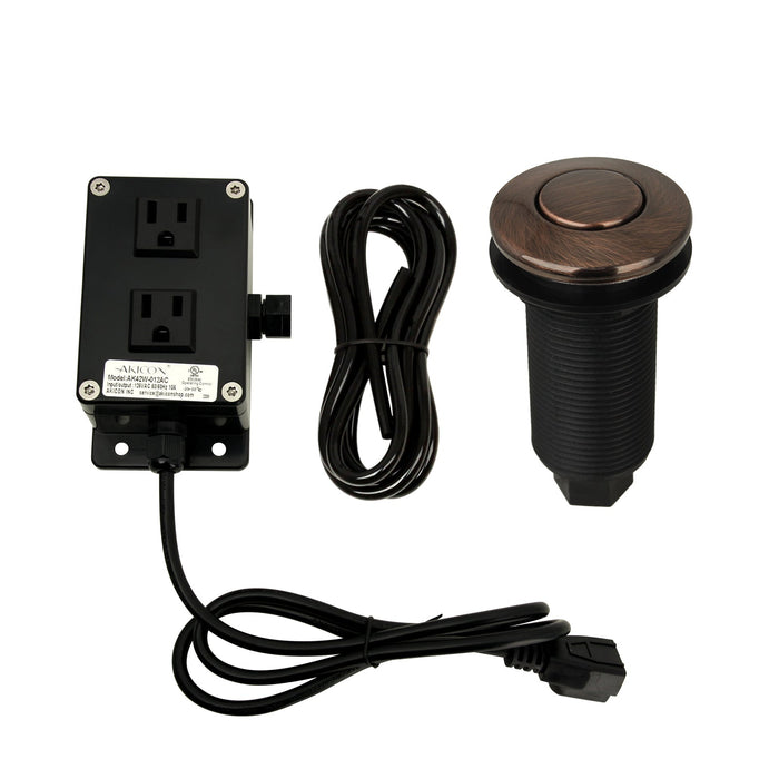 Dual Outlet Antique Copper Garbage Disposal Kitchen Air Switch Kit - AK79001B-AC