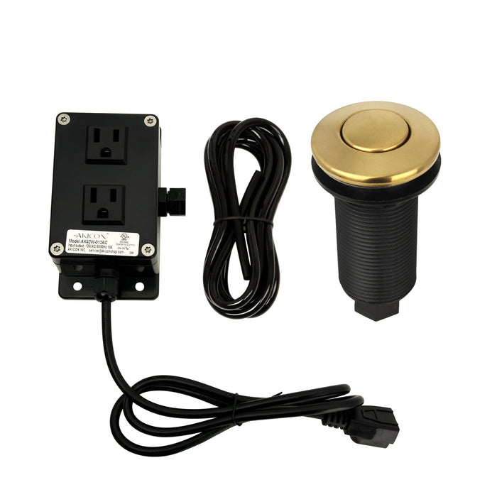 Dual Outlet Copper Garbage Disposal Kitchen Air Switch Kit — AK79001B-C