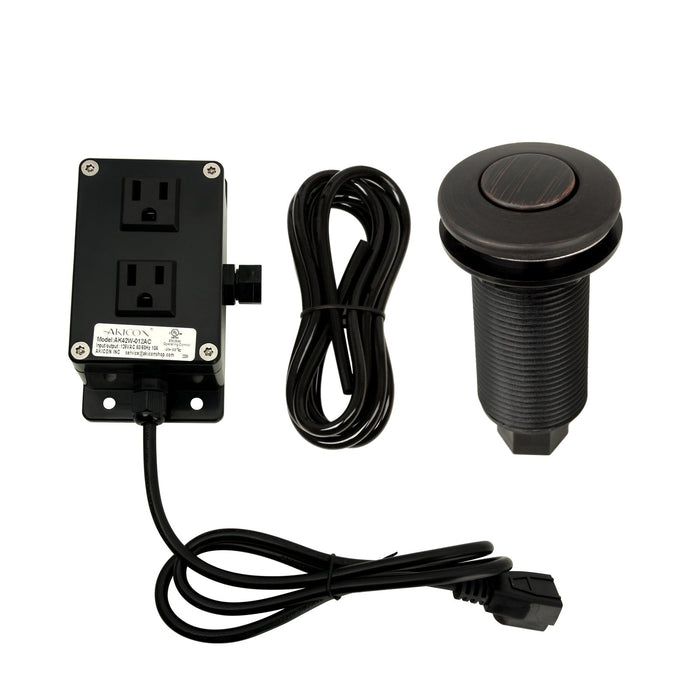 Dual Outlet Oil Rubbed Bronze Garbage Disposal Kitchen Air Switch Kit - AK79001B-ORB