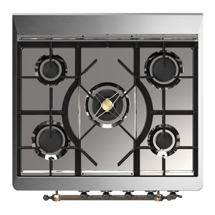 ILVE Majestic III 30" Dual Fuel Range, White Brass Trim UM30NR3WHG