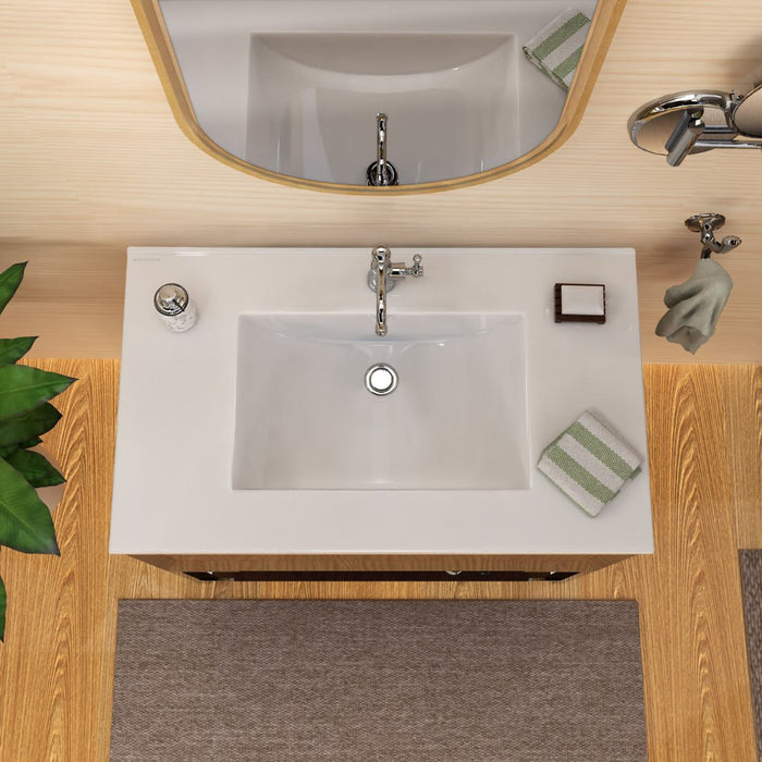 Whitehaus 37" Countertop Vanity Sink, Rect Bowl Single Faucet, Overflow WHCS3722-1H