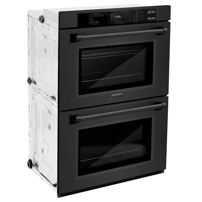 ZLINE 30"Professional True Convection Double Wall Oven, Air Fry, Self Clean Black Stainless Steel WADB-30