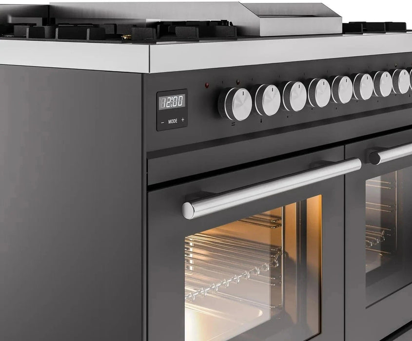 ILVE 40"Professional Plus Liquid Propane Dual Fuel Range, Matte Graphite UPD40FWMPMGLP