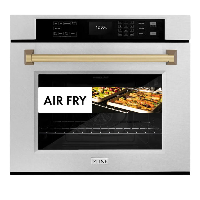 ZLINE 30"Professional True Convection Single Wall Oven, Air Fry, Self Clean, DuraSnow® Champagne Bronze WASSZ-30-CB