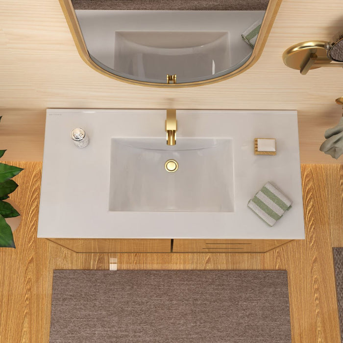 Whitehaus 43" Countertop Vanity Sink, Rect Bowl Single Faucet, Overflow WHCS4322-1H