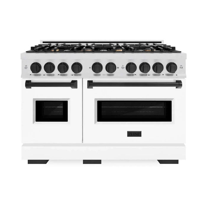 ZLINE 48" Dual Fuel Range, Gas Cooktop, Electric Convection Oven DuraSnow® Stainless Steel, Matte Black CDRSZ-48-MB