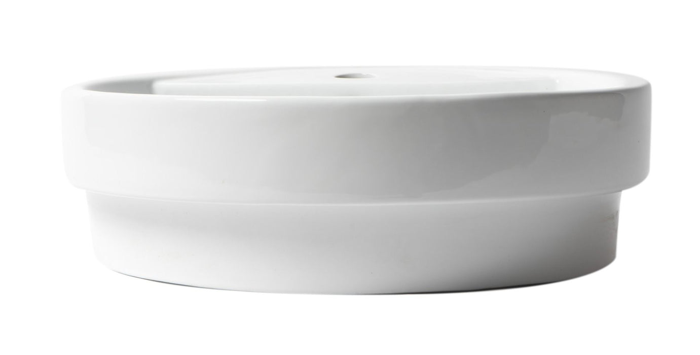 ALFI brand White 19" Round Semi Recessed Ceramic Sink, Faucet Hole ABC702