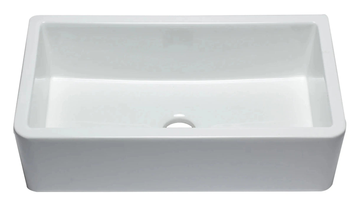 ALFI brand 33" Smooth Solid Thick Wall Fireclay Single Bowl Farm Sink AB3318SB-W