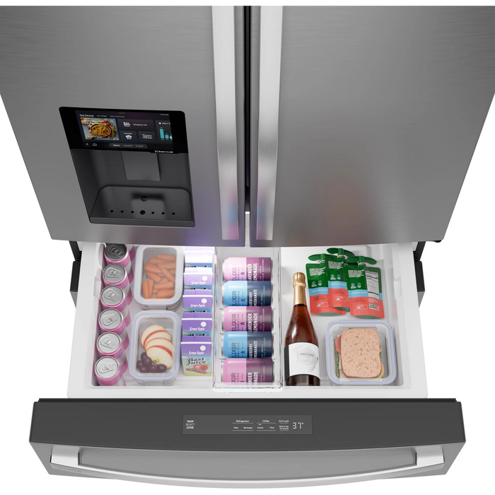 GE 36" Freestanding 4-Door French-Door Smart Refrigerator, PVD28HYYFS