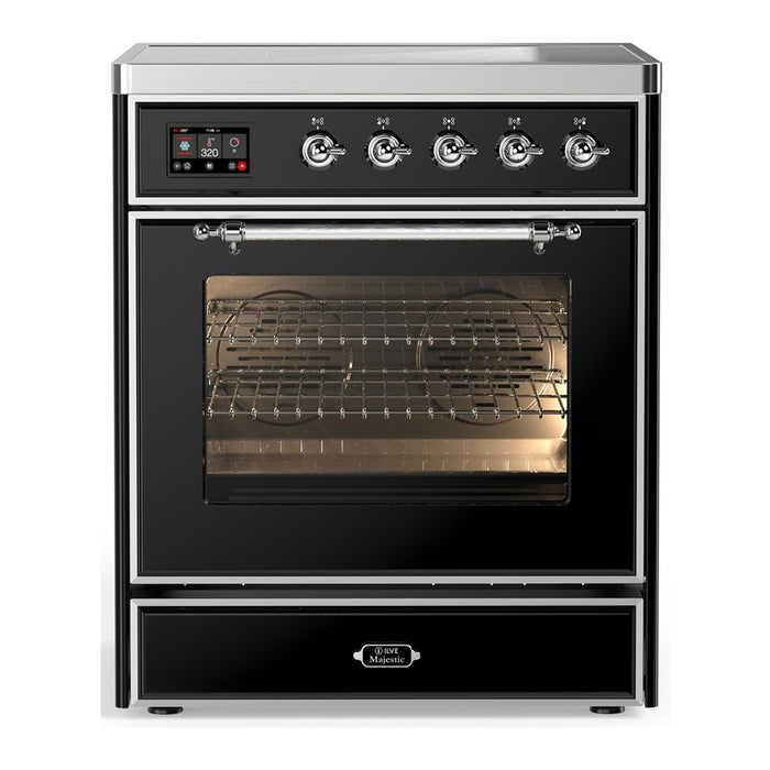 ILVE 30" Majestic III Induction Range Glossy Black Burnished Trim UMIB30NR3BKB