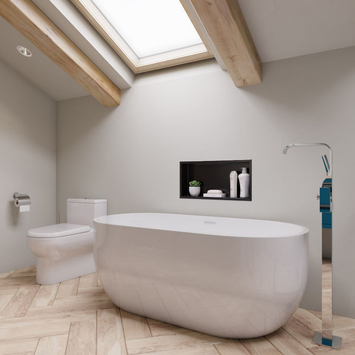 ALFI brand 59" White Oval Acrylic Free Standing Soaking Bathtub AB8838