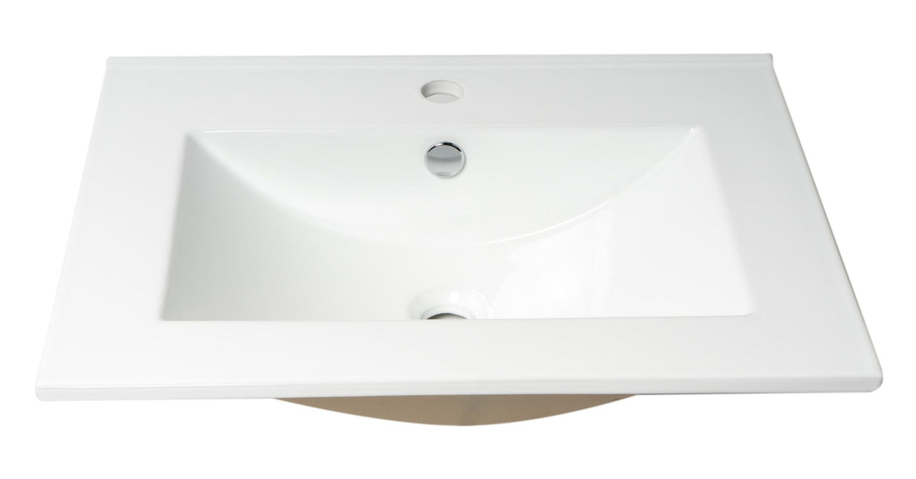 ALFI brand White 25" Rectangular Drop In Ceramic Sink, Faucet Hole ABC803