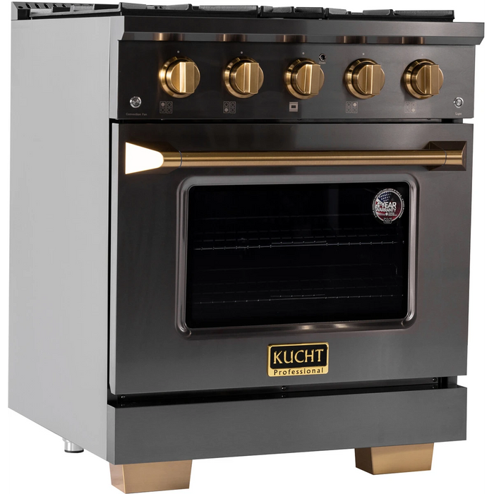 Kucht 2 Piece Kitchen Appliances Package with Liquid Propane Range in Stainless Steel KEG303/LP-KRH303A-C