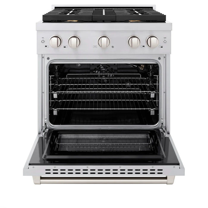 ZLINE 30"Paramount Dual Fuel Range Stainless Steel, Brass Burner, SDR-BR-30