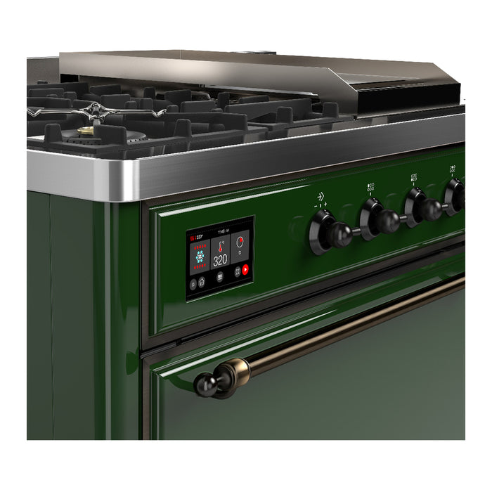 ILVE Majestic III 48" Dual Fuel Range, Emerald Green, Burnished Trim UM48FSQNR3EGB