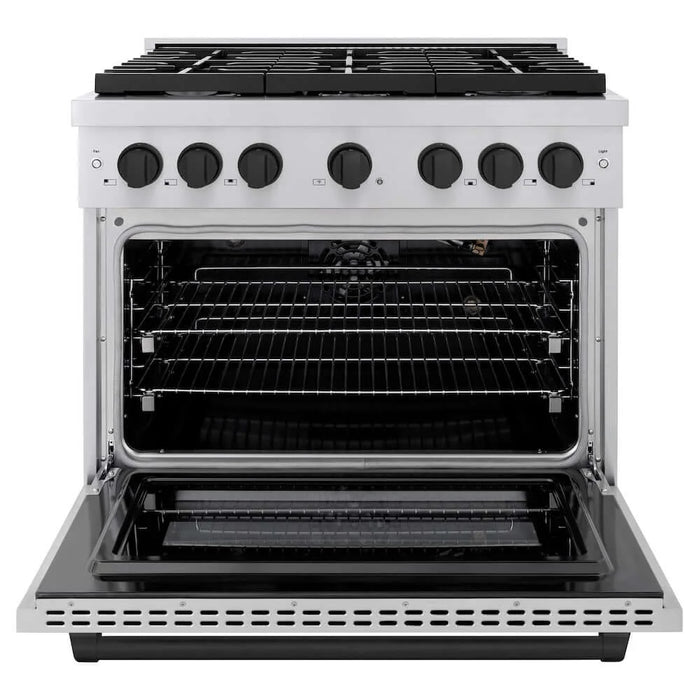 ZLINE 36"Gas Range, Convection Oven Stainless Steel, Matte Black, SGRZ-36-MB