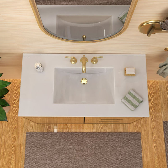 Whitehaus 43" Countertop Vanity Sink, Rect Bowl Widespread Faucet, Overflow WHCS4322-3H