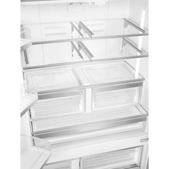 SMEG 36" Freestanding Counter Depth French Door Refrigerator, FD36UXIW