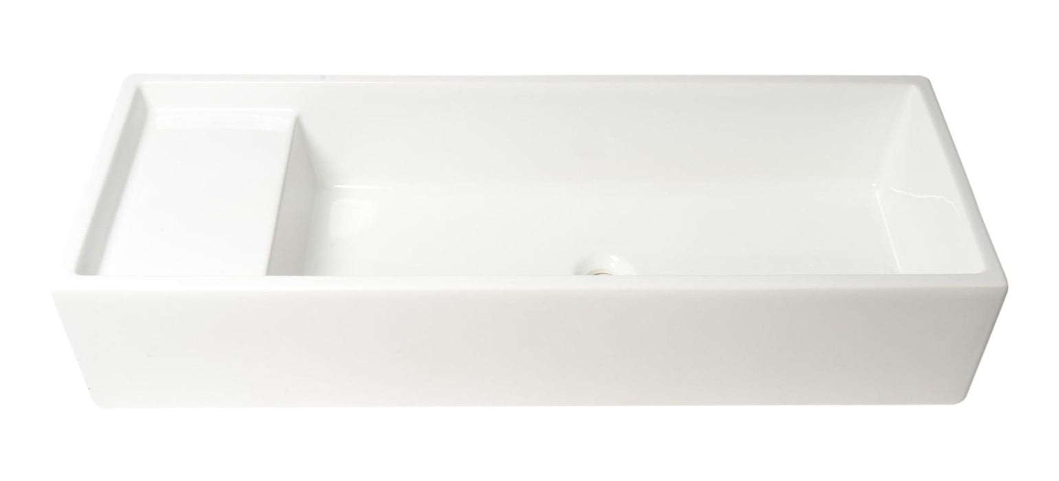 ALFI brand 39" White Above Mount Fireclay Bathroom Trough Sink AB39TR