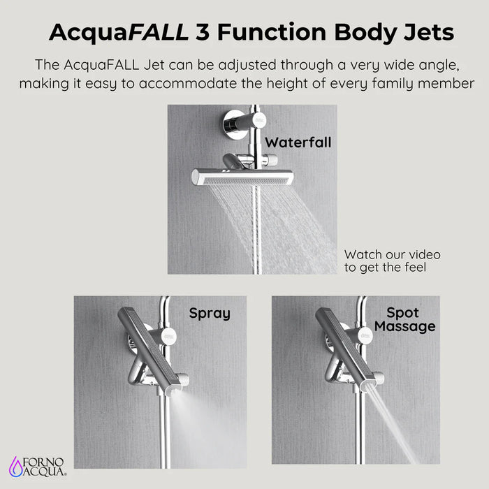 Forno Acqua AcquaFALL Shower, Overhead Rainfall Shower, Handheld Shower Head SCW1BN-S8
