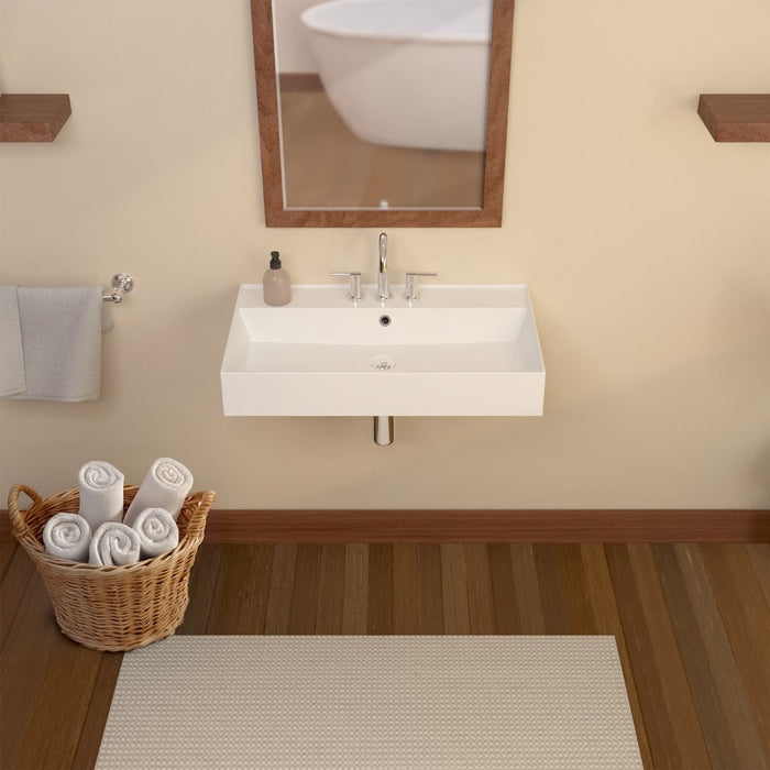 Whitehaus 32" Rectangular Wall Mount Basin, Widespread Faucet, Overflow B-AG81-3H
