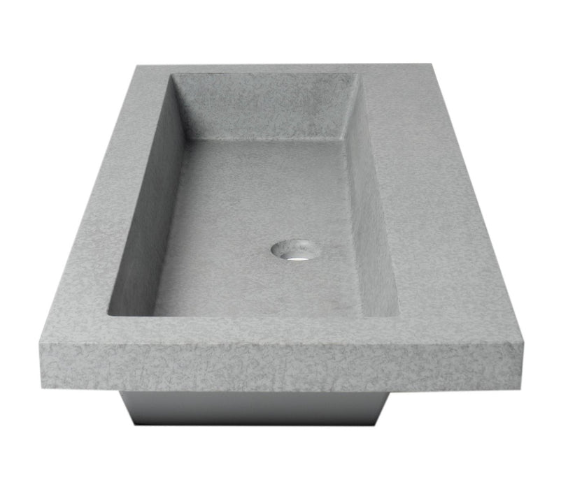 ALFI brand 40" Solid Concrete Gray Matte Trough Sink for the Bathroom ABCO40TR