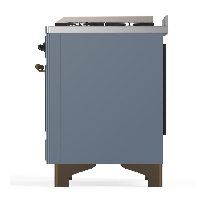 ILVE Majestic III 36" Dual Fuel, Range, Blue Grey, Burnished Trim UM36FNR3BGB
