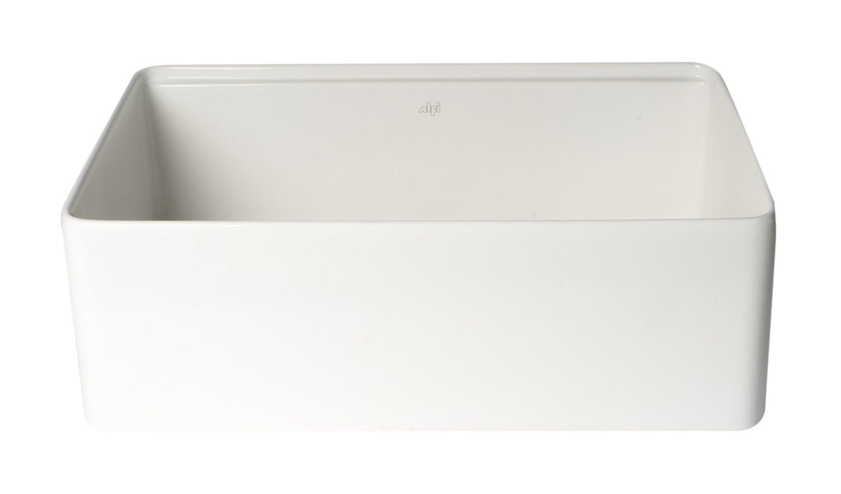 ALFI Brand 30" Smooth Apron Workstation Step Rim Fireclay Farm Sink ABFS3020