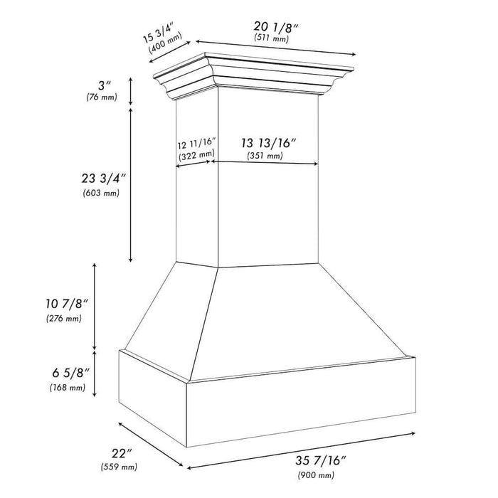 ZLINE Wooden Wall Mount Range Hood in Rustic Black Finish 355CC-36