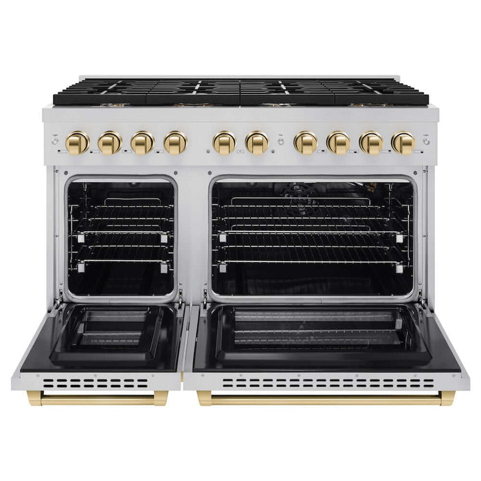 ZLINE 48"Gas Range, Convection Oven Stainless Steel, Gold, SGRZ-48-G