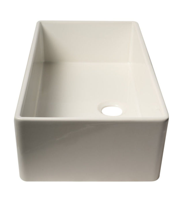 ALFI brand 36" Smooth Apron Single Bowl Fireclay Farm Sink AB536-W