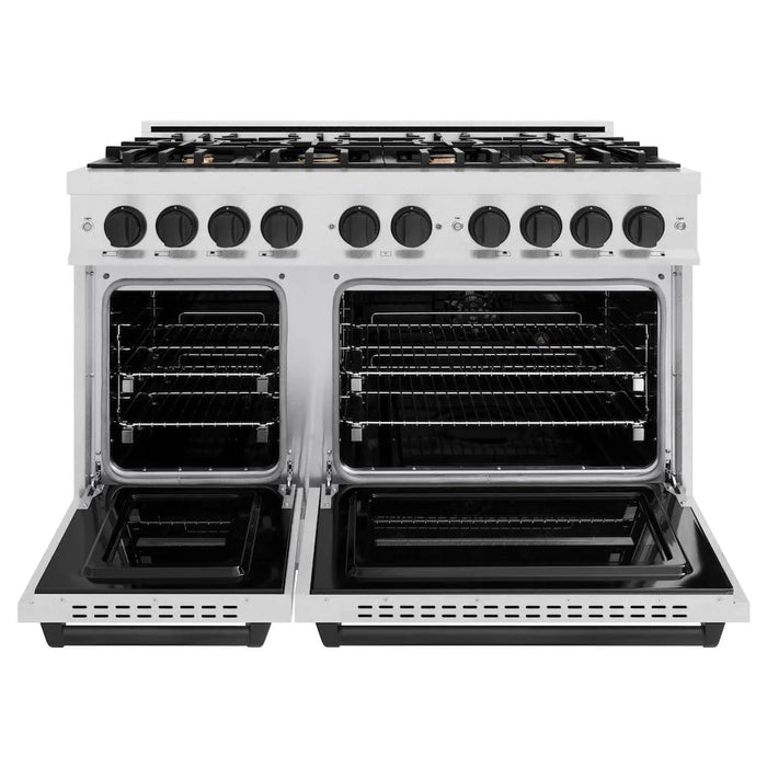 ZLINE 48"Classic Gas Range, Convection Gas Oven, DuraSnow® Stainless Steel, Matte Black CGRSZ-48-MB
