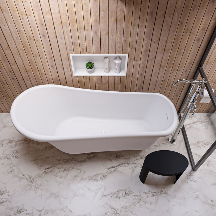 ALFI brand 67" White Matte Clawfoot Solid Surface Resin Bathtub AB9960