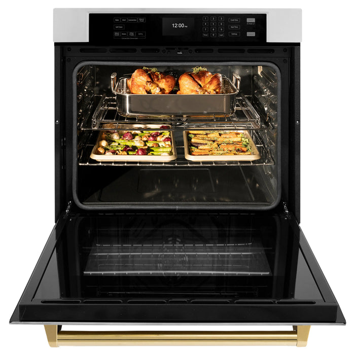 ZLINE 30" Autograph Edition Professional True Convection Single Wall Oven, Air Fry, Self Clean, Stainless Steel, Gold WASZ-30-G