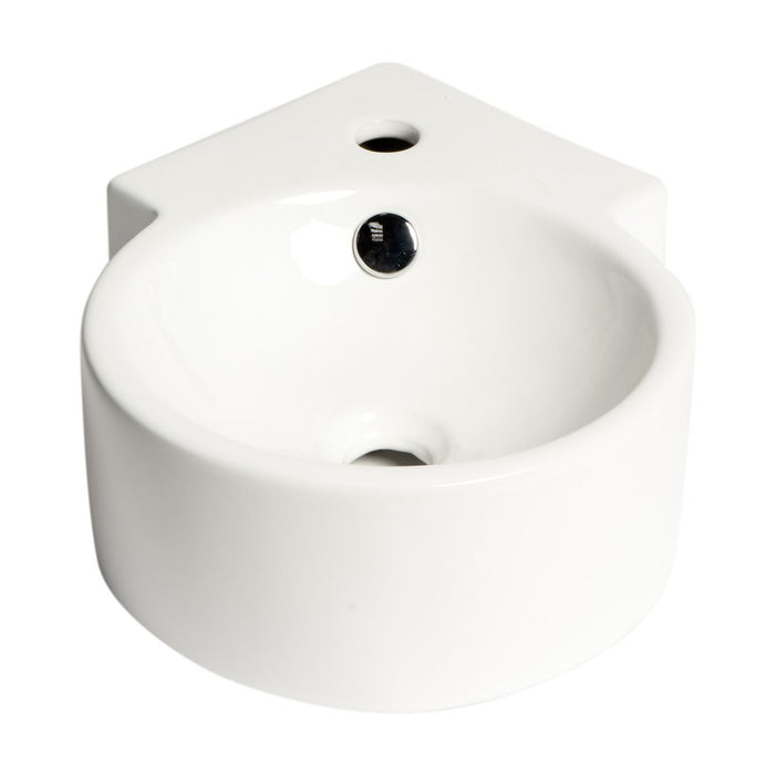 ALFI brand White 17" Tiny Corner Wall Mounted Ceramic Sink, Faucet Hole ABC121