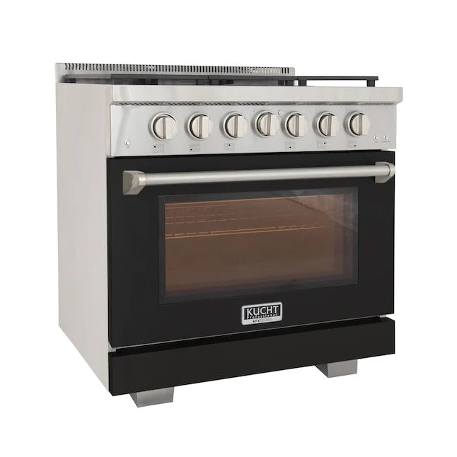 Kucht 36" Professional Gas Range, 6 Burners, Grill/Griddle, KFX360-BK